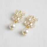 Floral Pearl Drop Vintage Charm Earrings - A3 Accessories - Jewelry - Earrings - Clover + Bee