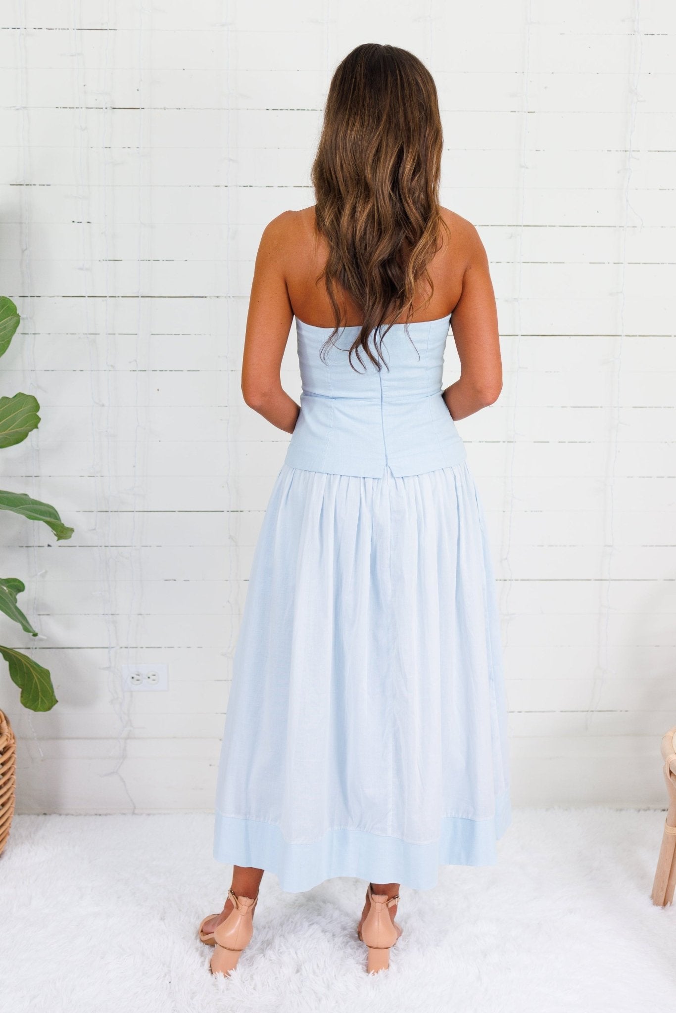 Fontaine Baby Blue Strapless Dress Mustard Seed