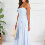 Fontaine Baby Blue Strapless Dress Mustard Seed