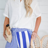 Ford White Rolled Sleeve Button Top Elle Grey 