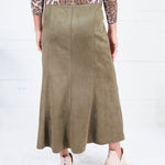 Fowler Olive Suede Midi Skirt THML