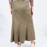 Fowler Olive Suede Midi Skirt THML