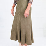 Fowler Olive Suede Midi Skirt THML