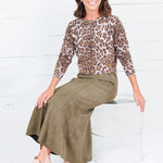 Fowler Olive Suede Midi Skirt THML