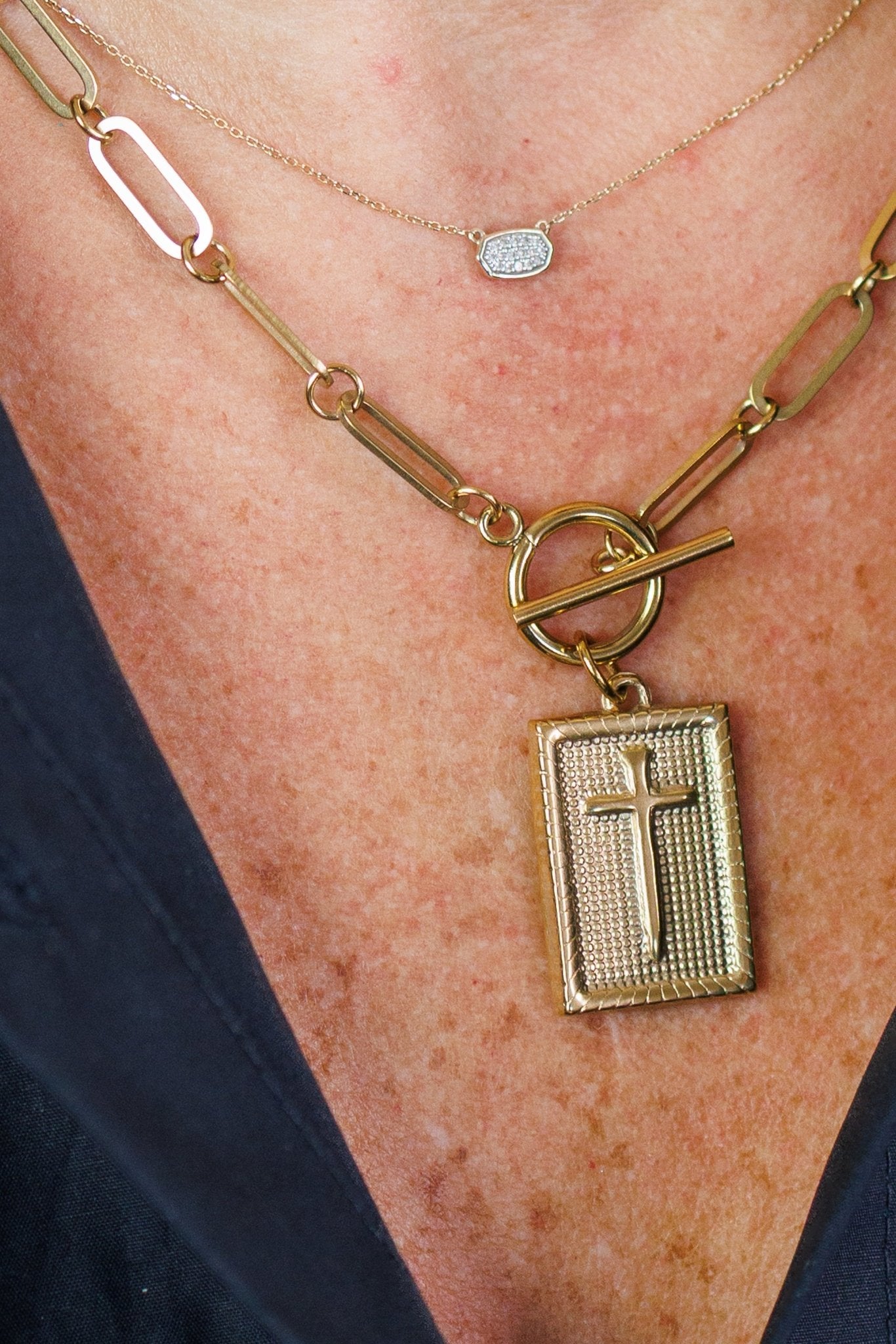 Framed Cross Toggle Necklace 1