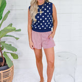 Frances Red Striped Smocked Waist Shorts Elan