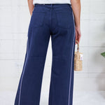 Franklin Navy Tuxedo Stripe Wide Leg Jeans Just Black Denim