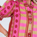 Frederick Plum Lines + Dots Ruffle Top Entro