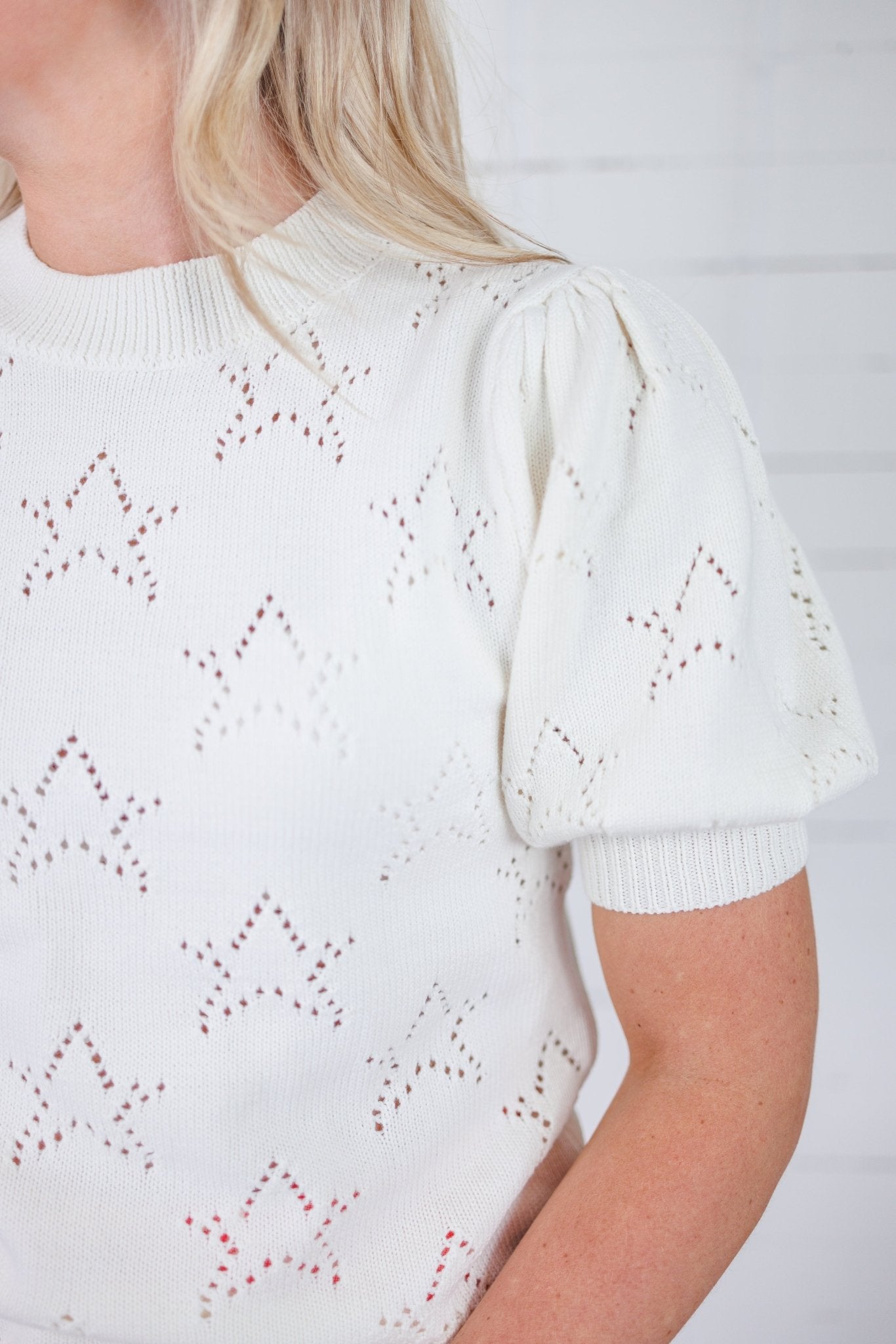 Freedom Off White Star Pointelle Sweater FATE