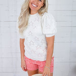 Freedom Off White Star Pointelle Sweater FATE