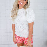 Freedom Off White Star Pointelle Sweater FATE