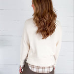 Freeman Cream Plaid Top + Layered Sweater Skies are Blue