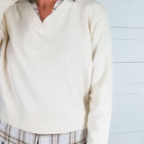 Freeman Cream Plaid Top + Layered Sweater Skies are Blue