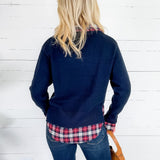 Freeman Navy Plaid Top + Layered Sweater Skies are Blue