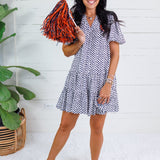 Freeman Navy Polka Dot Mini Dress Pinch