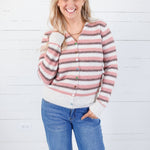 Freesia Pink Multi Striped Cardigan Staccato