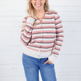 Freesia Pink Multi Striped Cardigan Staccato