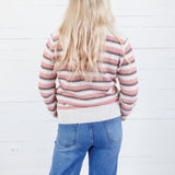 Freesia Pink Multi Striped Cardigan Staccato