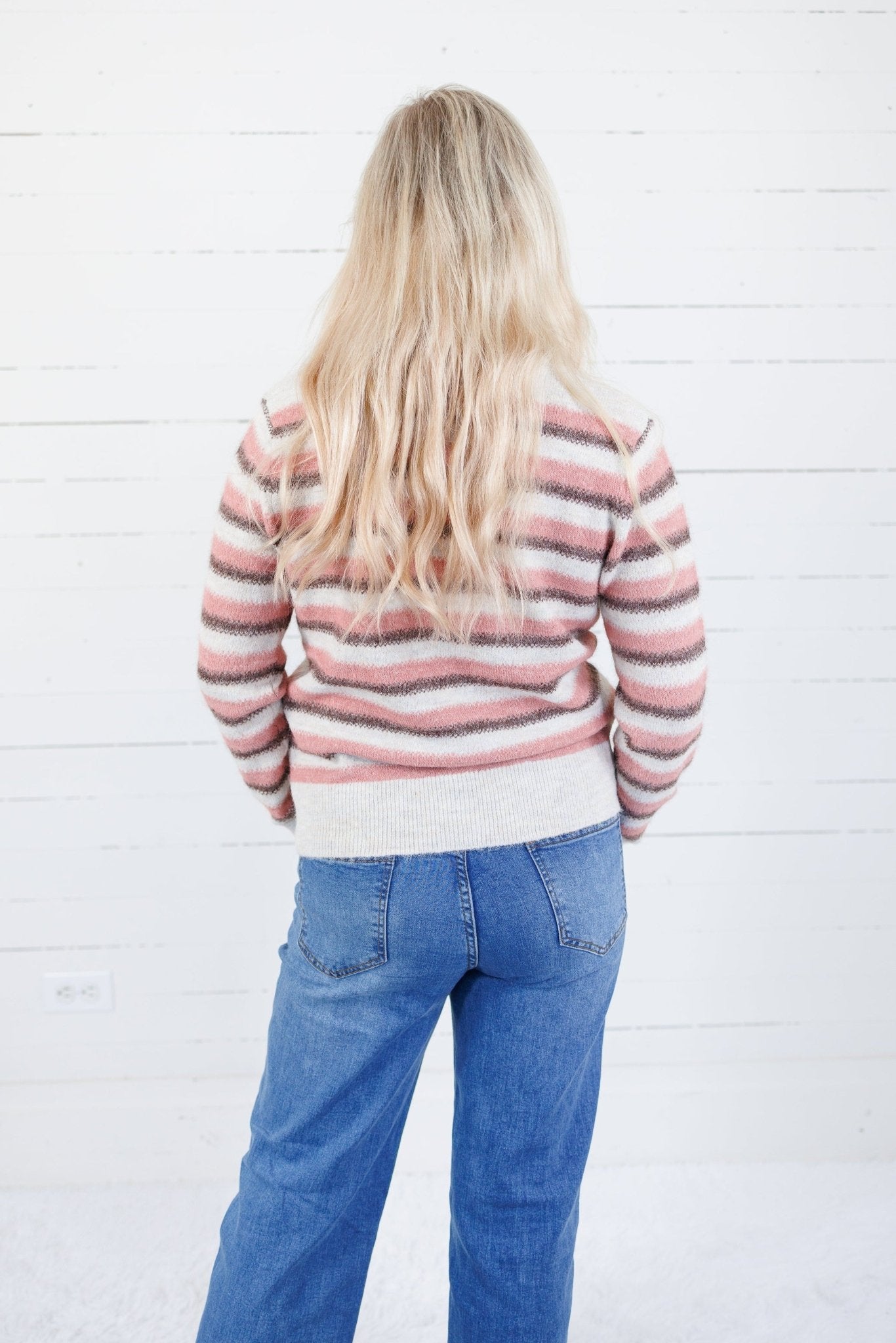 Freesia Pink Multi Striped Cardigan Staccato