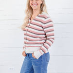 Freesia Pink Multi Striped Cardigan Staccato