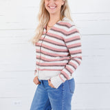 Freesia Pink Multi Striped Cardigan Staccato