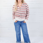 Freesia Pink Multi Striped Cardigan Staccato