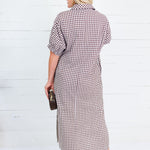 Frontier Cocoa Gingham Caftan Dress Entro