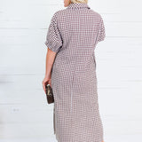 Frontier Cocoa Gingham Caftan Dress Entro