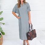 Frontier Pine Gingham Caftan Dress Entro
