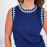 Gable Navy + Ivory Whipstitch Sweater Vest Strut & Bolt