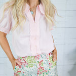Galley Pink Peter Pan Button Top Gigio