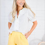 Galley White Peter Pan Button Top Gigio