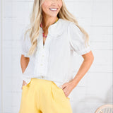 Galley White Peter Pan Button Top Gigio