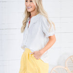 Galley White Peter Pan Button Top Gigio