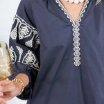 Garner Charcoal Boho Embroidered Midi Dress Pinch
