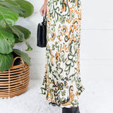Gatlin Olive + Ivory Pleated Skirt Skies are Blue