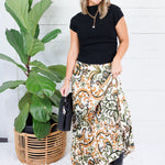 Gatlin Olive + Ivory Pleated Skirt Skies are Blue
