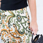 Gatlin Olive + Ivory Pleated Skirt Skies are Blue