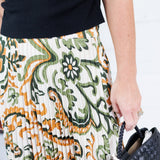 Gatlin Olive + Ivory Pleated Skirt Skies are Blue