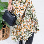 Gatlin Olive + Ivory Pleated Skirt Skies are Blue