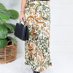 Gatlin Olive + Ivory Pleated Skirt Skies are Blue