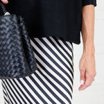 Geneva Black + Cream Bias Striped Slip Skirt Glam