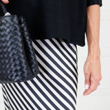 Geneva Black + Cream Bias Striped Slip Skirt Glam