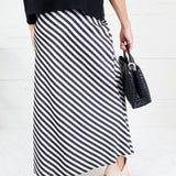 Geneva Black + Cream Bias Striped Slip Skirt Glam