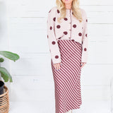 Geneva Burgundy + Dusty Rose Bias Stripe Slip Skirt Glam