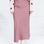 Geneva Burgundy + Dusty Rose Bias Stripe Slip Skirt Glam