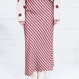 Geneva Burgundy + Dusty Rose Bias Stripe Slip Skirt Glam