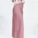 Geneva Burgundy + Dusty Rose Bias Stripe Slip Skirt Glam