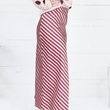 Geneva Burgundy + Dusty Rose Bias Stripe Slip Skirt Glam