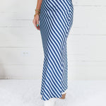 Geneva Navy + Sky Bias Striped Slip Skirt Glam